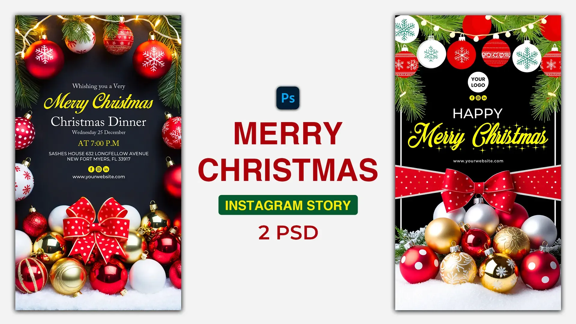 Merry Christmas Wishes and Invitation Card Instagram Story image